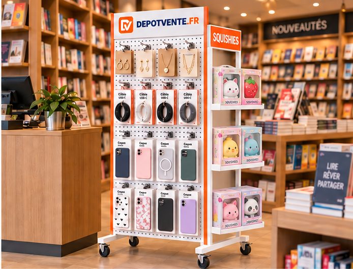 Présentoir DEPOTVENTE.FR dans une librairie